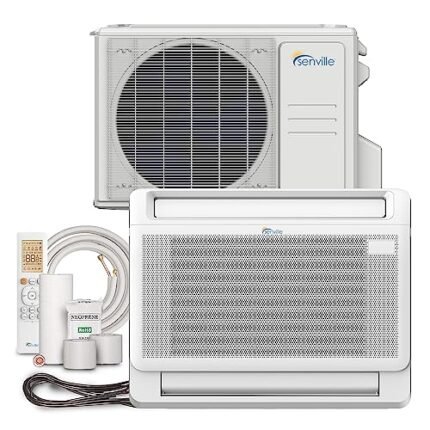 Senville 12,000 BTU Floor Console Mini Split AC/Heating System, Floor Mounted, 16 Ft. Install Kit, 208/230V, White