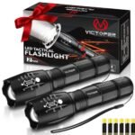 Victoper LED Flashlight 2 Pack, Bright 2000 Lumens Tactical Flashlights High Lumens with 5 Modes, Waterproof Zoomable Flash Light for Outdoor, Gifts for New Year 2025 Camping Essentials Gear