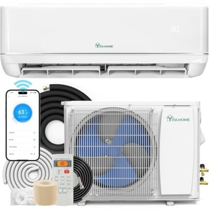 YITAHOME 24000 BTU Mini Split Air Conditioner Heat Pump System, 21 SEER2 208-230V Ductless Inverter System with Wi-Fi & Alexa Compatibility, Cover Up to 1500 Sq. Ft, Complete Installation Kit Included