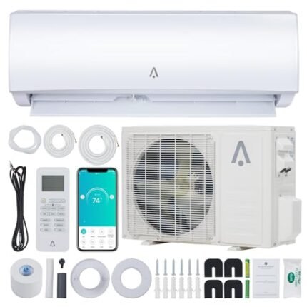Hipicute 9000 BTU Mini Split Air Conditioner Heat Pump System, Wifi Enabled 19 SEER2 115V Ductless AC Unit Cools Up to 450 Sq. Ft, Compatible with Alexa, Complete Installation Kit