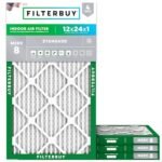 Filterbuy 12x24x1 Air Filter MERV 8 Dust Defense (4-Pack), Pleated HVAC AC Furnace Air Filters Replacement (Actual Size: 11.50 x 23.50 x 0.75 Inches)