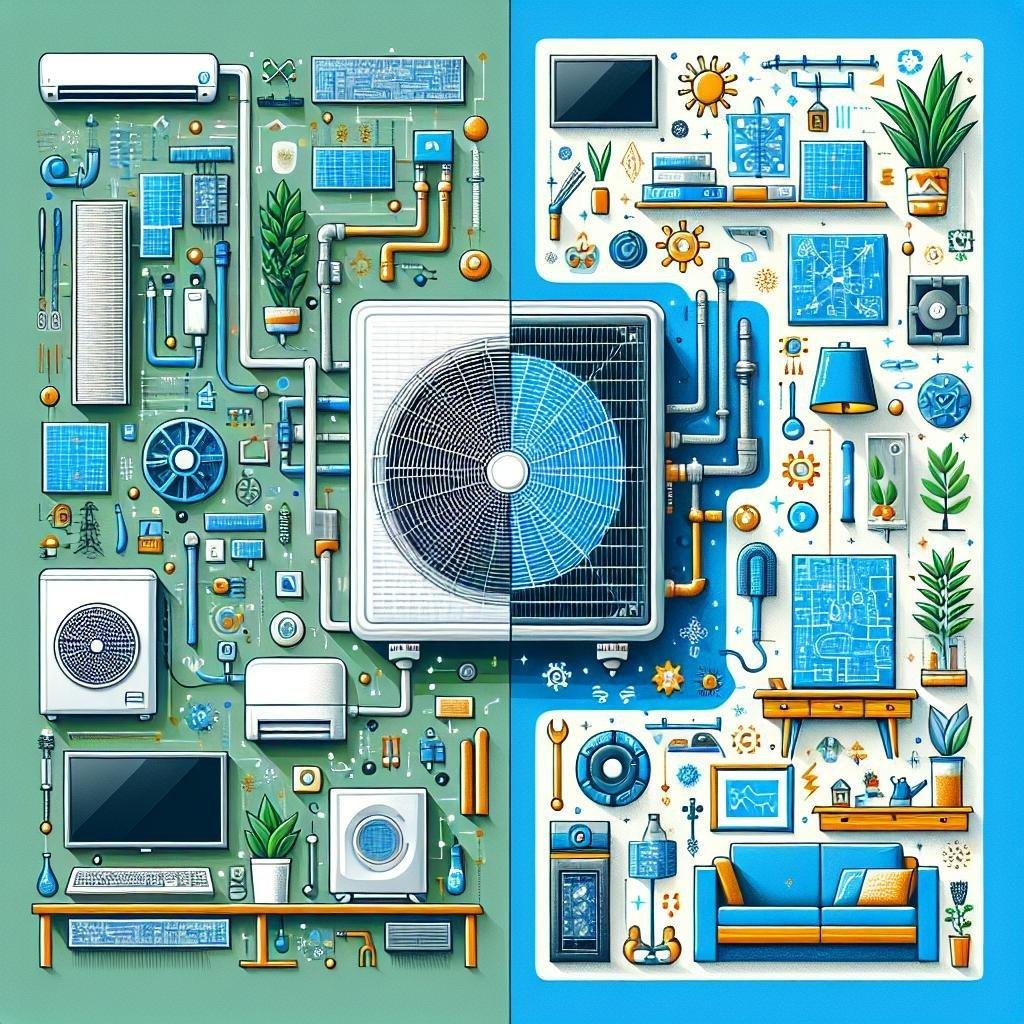 What are the key differences between a mini split AC system and a portable AC unit?